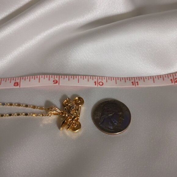 Men's Gold CZ Diamante Motorcycle Necklace 18" Chain Biker NWOT - Picture 6 of 8